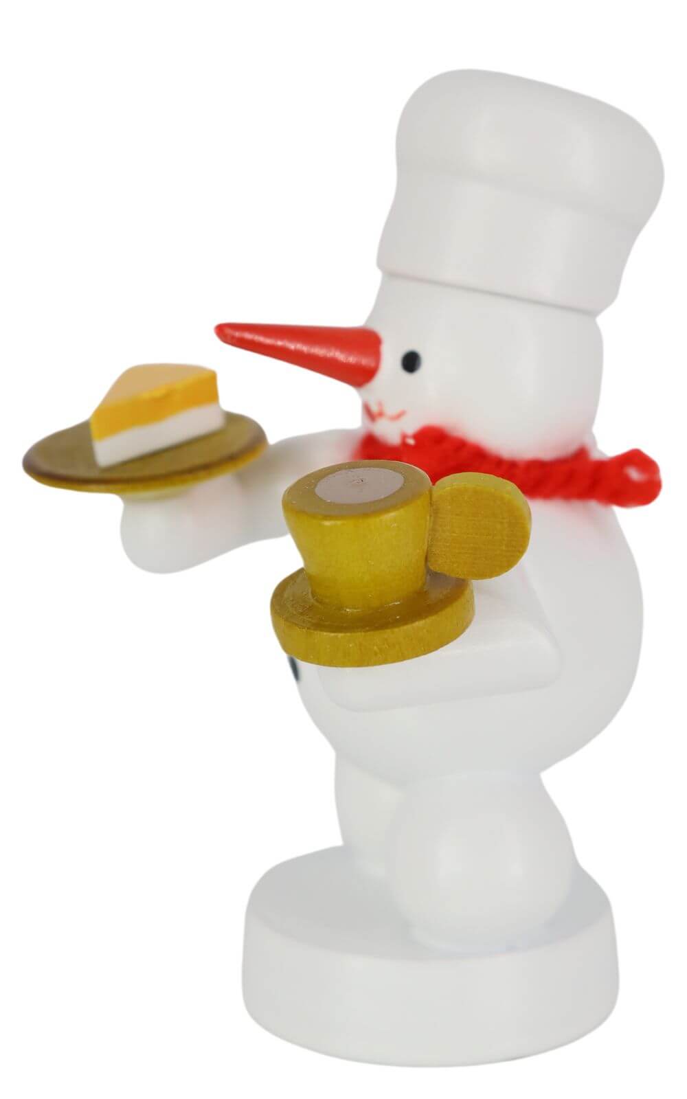 Schneemann Bäcker mit Kaffee und Kuchen, farbig, 8 cm von Volker Zenker_3
