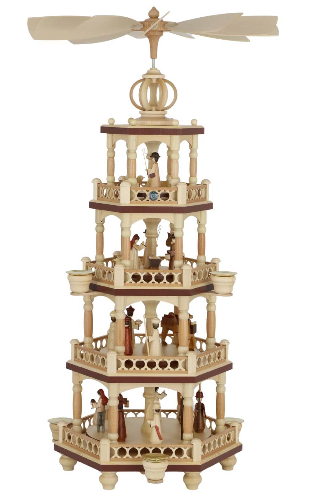 Weihnachtspyramide Heilige Geschichte, 4 - stöckig, natur, 64 cm von Müller Kleinkunst_1