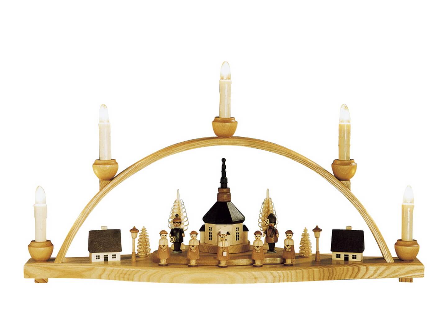 LED Schwibbogen Seiffener Kirche mit Laternenkindern, natur, 52 cm von Knuth Neuber_Bild1