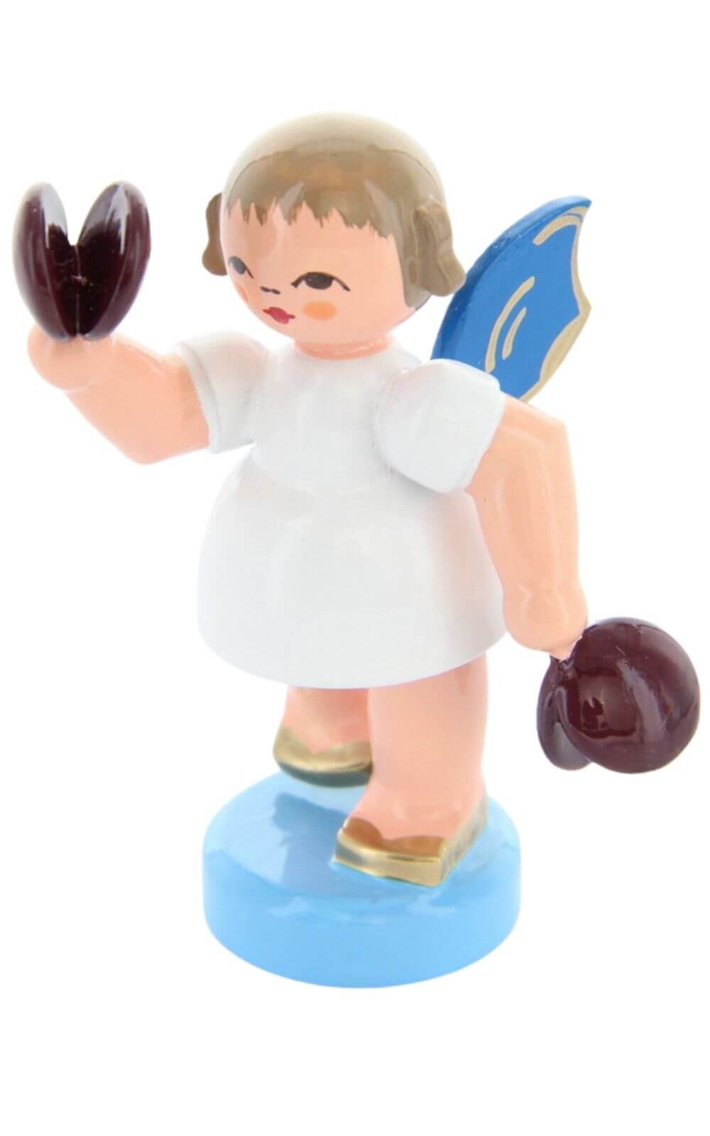Weihnachtsengel mit Kastagnetten und blauen Flügeln, 6 cm von Figurenland Uhlig GmbH