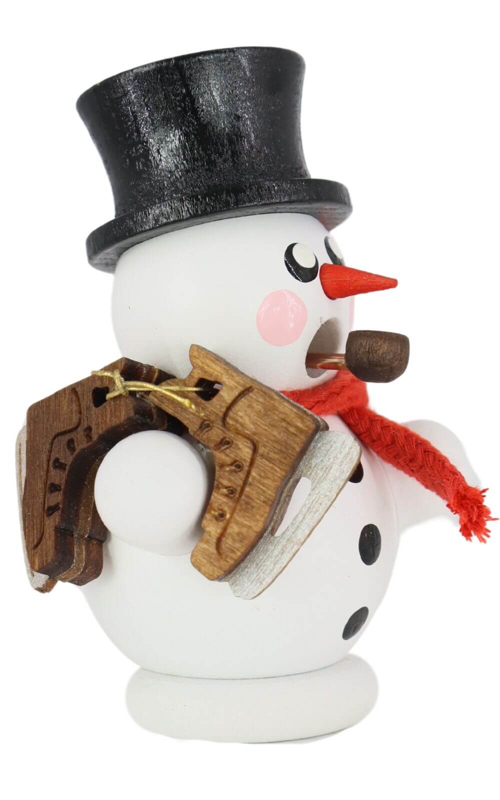 Räuchermann Schneemann mit Schlittschuh, farbig von Gerd Hofmann_2