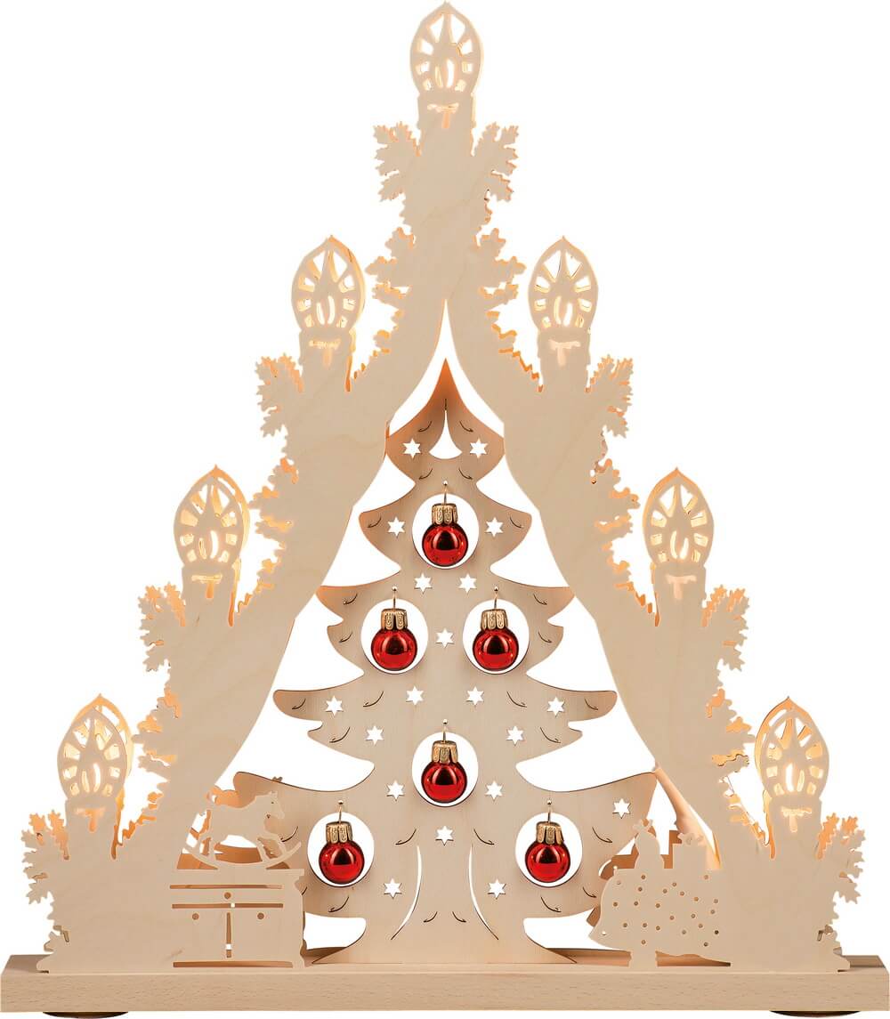 Lichterspitze Weihnachtsbaum mit roten Kugeln, 43 cm von Weigla