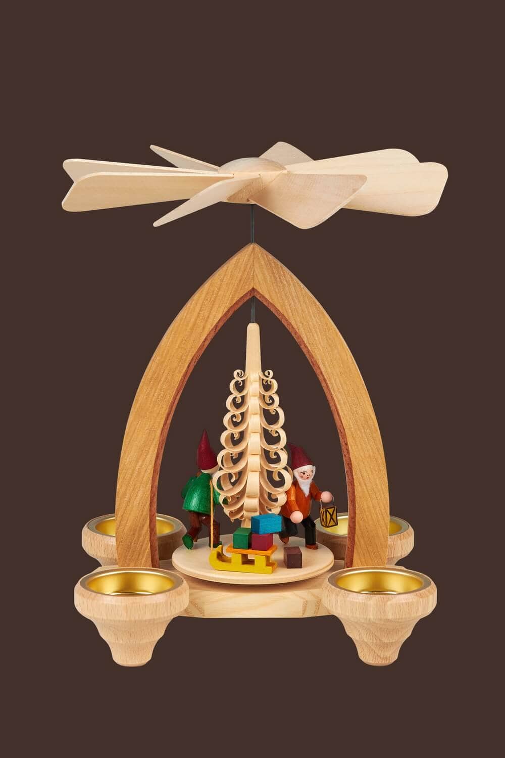 Teelichtpyramide mit Wichtel, 26 cm, Heinz Lorenz Olbernhau/ Erzgebirge_ Bild2