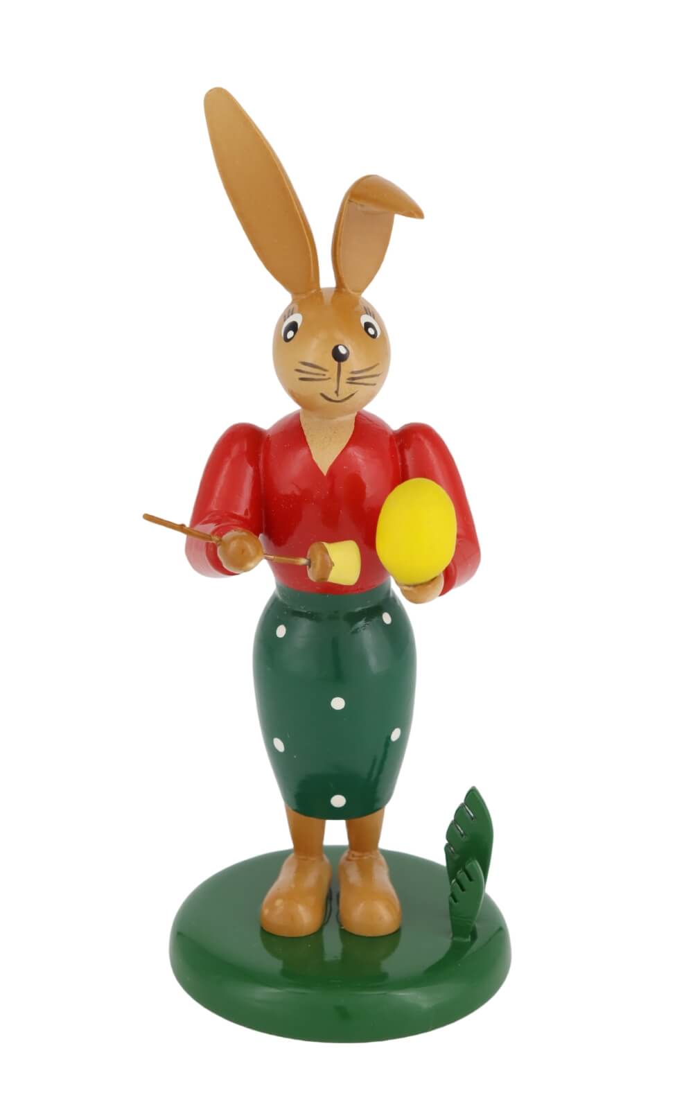 Osterhase - Häsin mit Pinsel und Ei, 12 cm von Holzkunst Gahlenz_1