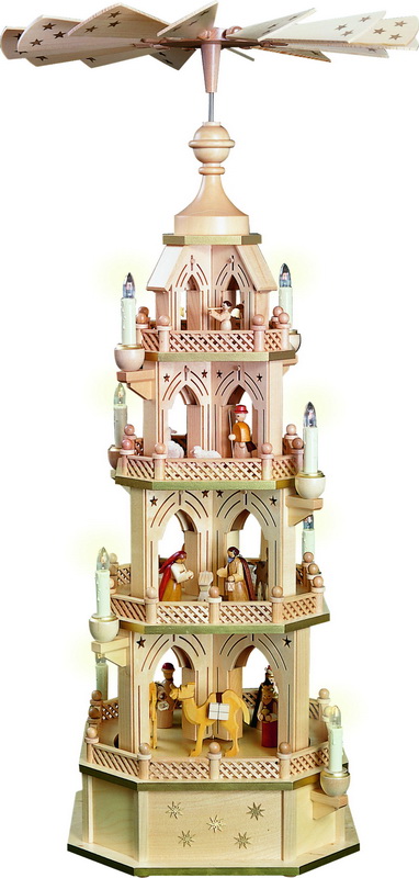 Weihnachtspyramide Gotik Christi Geburt, 4 - stöckig von Richard Glässer GmbH