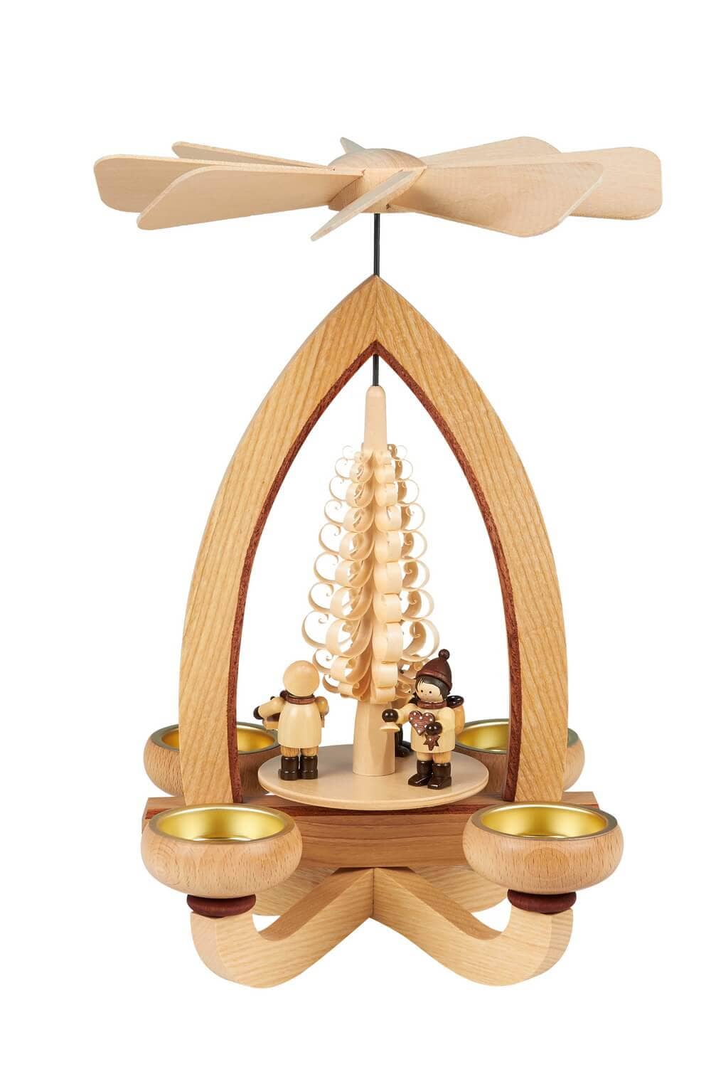 Weihnachtspyramide Striezelkinder für Teelichter, 28 cm von Heinz Lorenz_Bild1