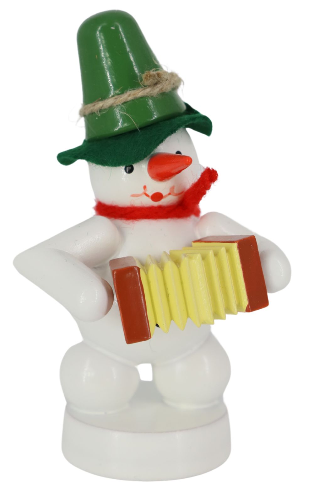 Miniatur Schneemann Musikant mit Concertina, farbig, 8 cm von Ralf Zenker