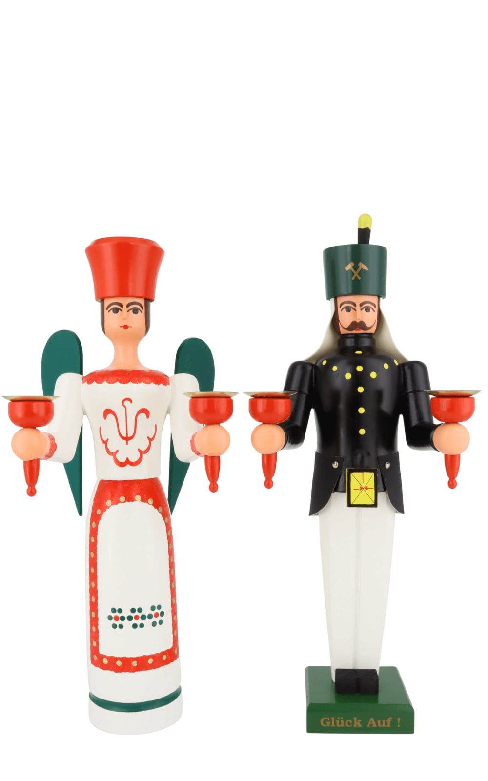 Engel und Bergmann, 38 cm, farbig für Wachskerzen von SEIFFEN.COM
