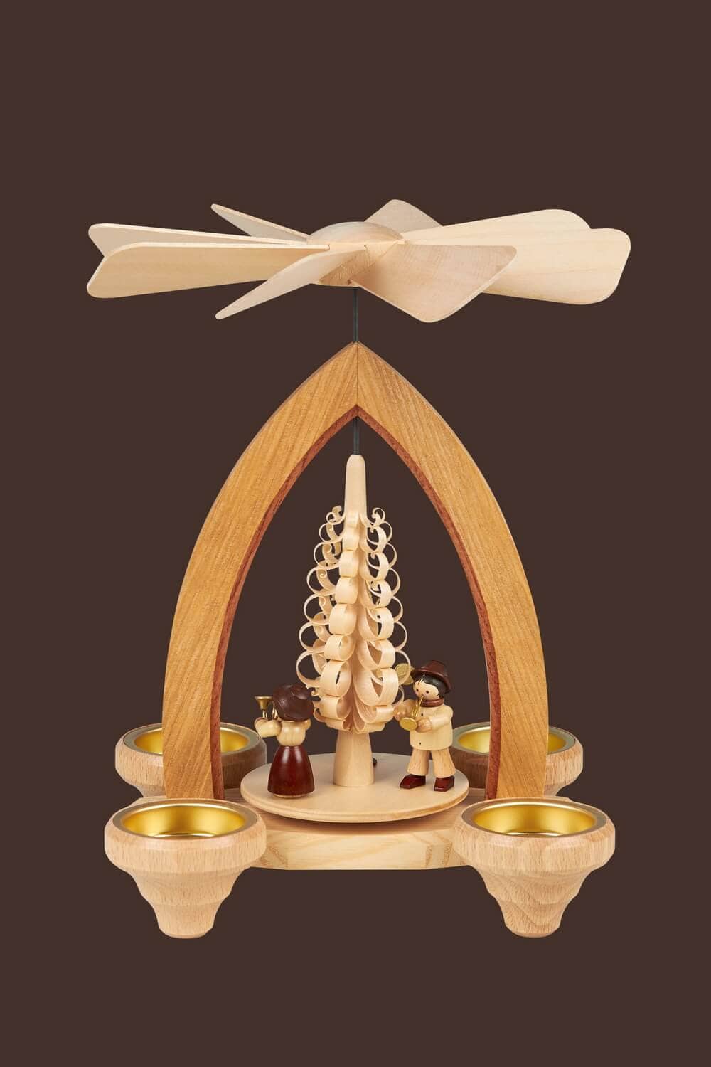 Teelichtpyramide mit Bläsertrio, 26 cm, Heinz Lorenz Olbernhau/ Erzgebirge_ Bild2