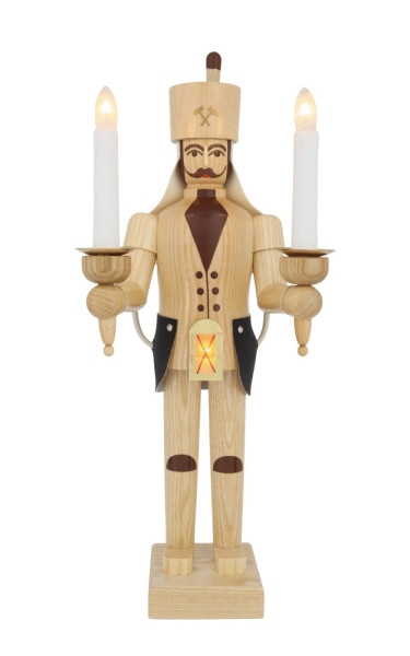 Wooden miner, 38 cm / 15 inch, natural, electrically illuminated by SEIFFEN.COM_4