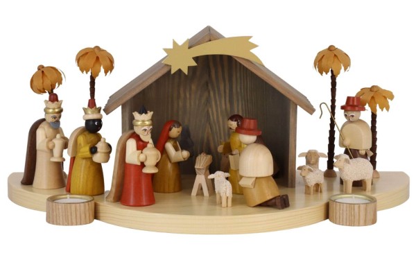Base for tea lights with nativity scene, 20 cm by Richard Glässer