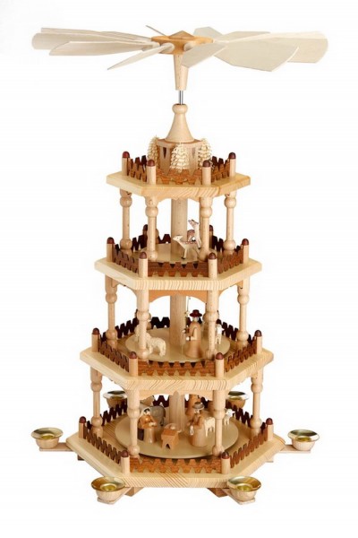 Weihnachtspyramide Heilige Familie, 4 - stöckig, 51 cm von Theo Lorenz