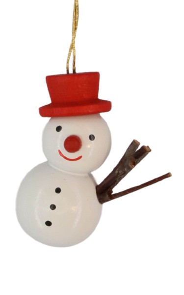 Christbaumschmuck Schneemann mit rotem Hut, 4 cm von SEIFFEN.COM