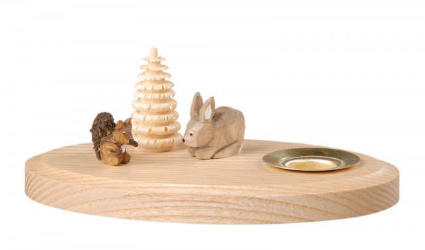 Kerzenhalter mit Eichhörnchen und Hase hergestellt von Albin Preißler 