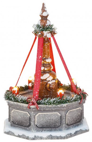 Winterkinder Stadtbrunnen, elektrisch beleuchtet von Hubrig Volkskunst GmbH Zschorlau/ Erzgebirge ist 8 x 12 cm groß.