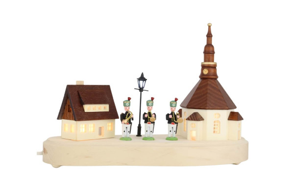 Baseboard Seiffen Village with Miners’ Band and Illuminated Street Lantern by SEIFFEN.COM_1