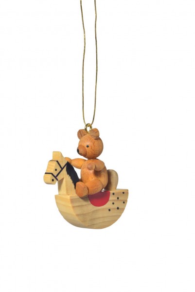 Christbaumschmuck Teddy auf Schaukelpferd, 5 cm von KWO