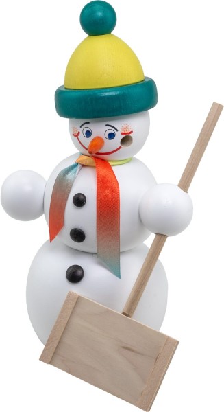 Räuchermännchen Schneemann Schneeschipper, 15 cm von Seiffener Volkskunst eG