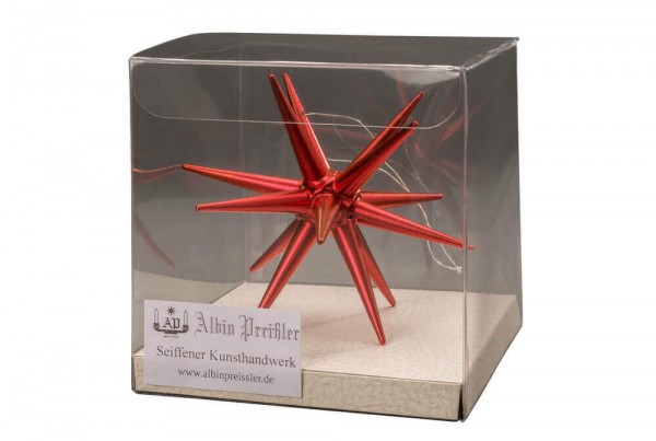 Christbaumschmuck aus Holz, Weihnachtsstern rot-metallic, 10 cm von Albin Preißler