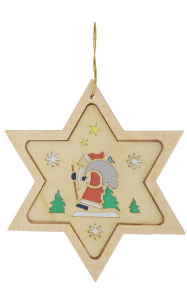 Christbaumschmuck Stern mit Diaphanbild Weihnachtsmann von Richard Glässer_1