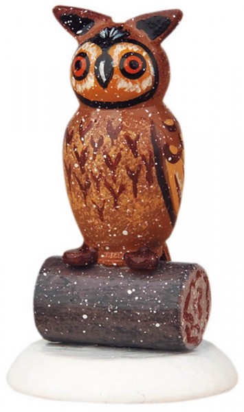 German Figurine - Winter Kid owl, set with 4 pieces, 3,5 cm, Hubrig Volkskunst GmbH Zschorlau/ Erzgebirge