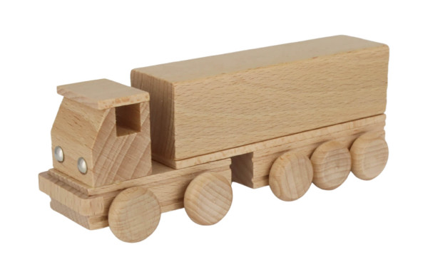 Holzauto Sattelschlepper mit Pritsche, natur von Ebert GmbH_1