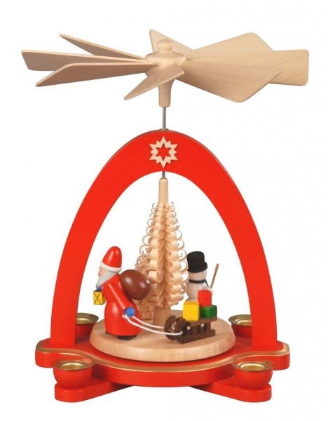 Christmas pyramid Gift-giving, red, 20 cm by Albin Preißler
