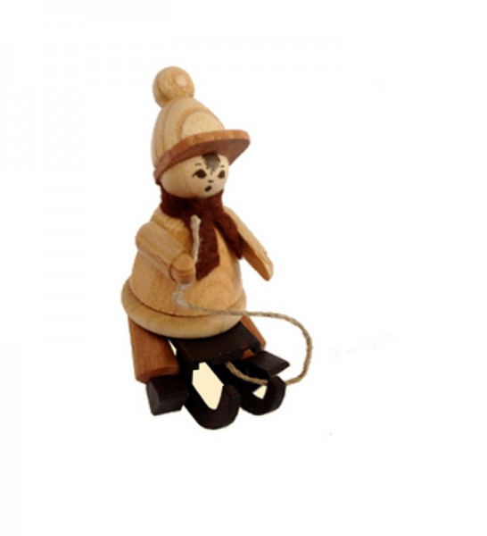 Miniatur Schlittenkind, natur, 6 cm von Spielwarenmacher Günther