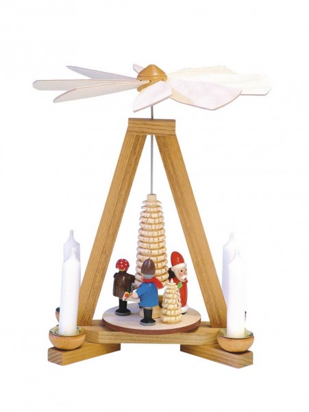 Weihnachtspyramide mit Weihnachtsmann und Striezelkinder, 23 cm, farbig von Knuth Neuber