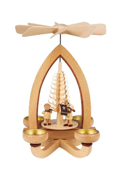 Weihnachtspyramide mit Bergmannszug für Teelichte, 28 cm von Heinz Lorenz_Bild1