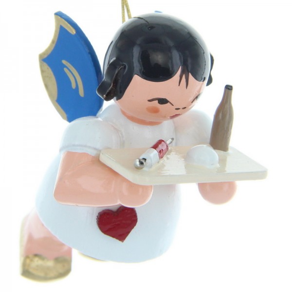 Herzengel schwebend mit Spritze und blauen Flügeln von Figurenland Uhlig GmbH
