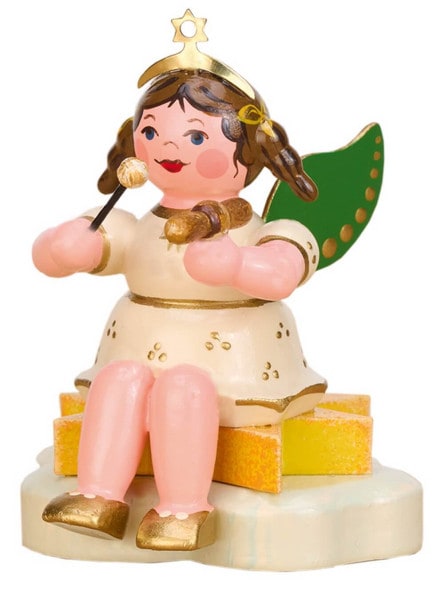 Miniature Christmas angel with sound wood, 6 cm by Hubrig Volkskunst