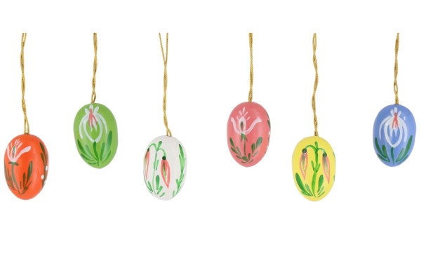Easter eggs with small flowers, 6 pieces, 2 cm by Figurenland Uhlig GmbH