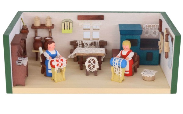 Miniature bobbin lace room by Gunter Flath