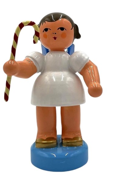 Weihnachtsengel mit Zuckerstange und blauen Flügeln von Figurenland Uhlig GmbH