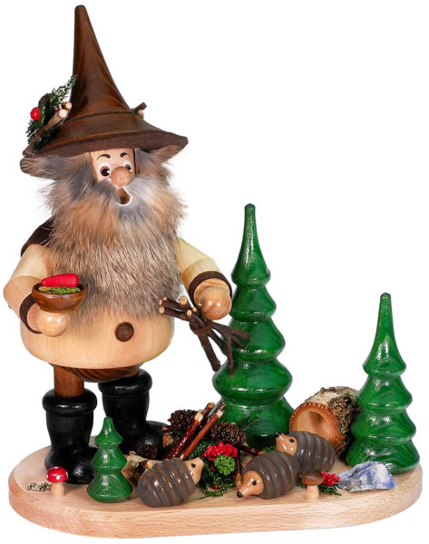 Räuchermännchen Wichtel Igelfreund, 26 cm von DWU Drechselwerkstatt Uhlig
