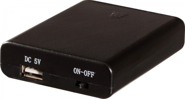 Batteriebox für LED-Leuchterbogen von Seiffener Volkskunst eG&nbsp;Seiffen/ Erzgebirge. Sie benötigen für diese Box 4 x AA Batterien, mit USB Anschluß 5 V …