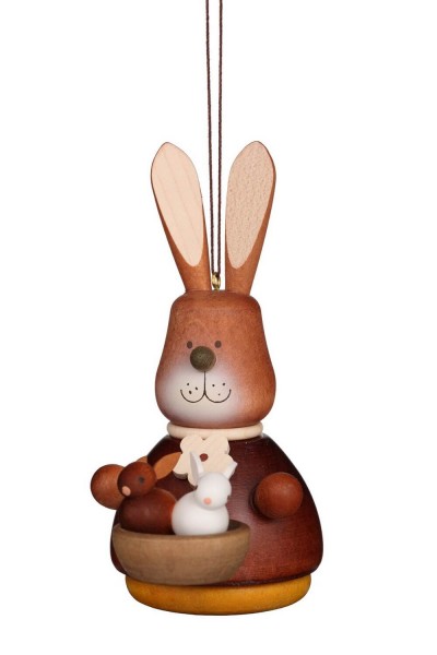 easter bunny with babys, nature, 9,8 cm, Christian Ulbricht GmbH &amp; Co KG Seiffen/ Erzgebirge