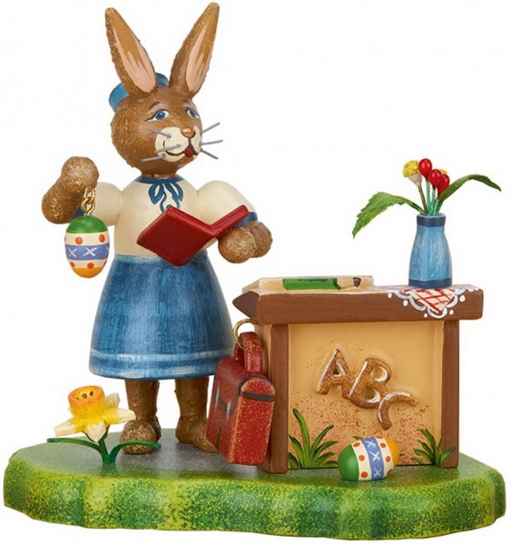 Miniatur Osterhase - Hasenschule Frau Lehrerin von Hubrig Volkskunst