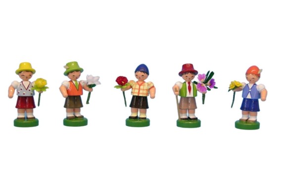 Miniaturen Blumenjungen, 5 Stück handbemalt von Figurenland Uhlig GmbH