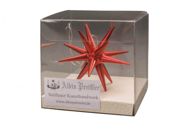 Christbaumschmuck aus Holz, Weihnachtsstern rot-metallic, 7 cm von Albin Preißler