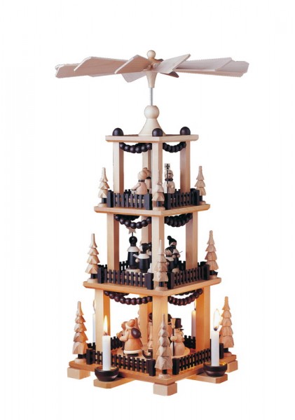 Weihnachtspyramide & Pyramide Weihnachtszeit, 3 - stöckig, 59 cm, Spielwarenmacher Günther Seiffen/ Erzgebirge