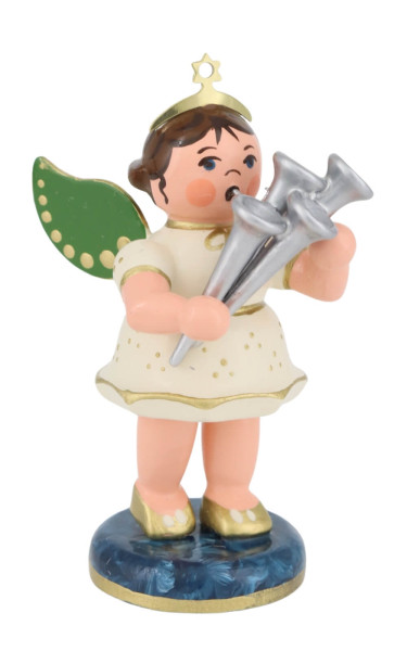 Miniature Christmas Angel with Shawm, 7 cm (2.76 inches) by Hubrig Volkskunst - Made in Germany_2