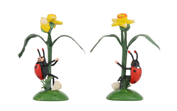 Ladybug Daffodil, Set of 2 Miniatures by Hubrig Volkskunst_1