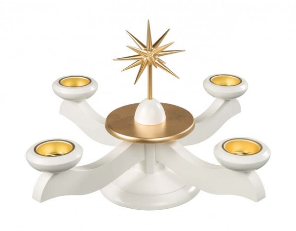 Adventsleuchter mit Weihnachtsstern, weiß/gold, für Teelichter von Albin Preißler