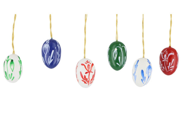 Ostereier mit Blumen, farbig, 6 Stück von Figurenland Uhlig GmbH