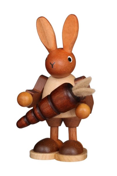 German Easter Figurin Easter Bunny with carrot, nature, 8,5 cm, Christian Ulbricht GmbH & Co KG Seiffen/ Erzgebirge