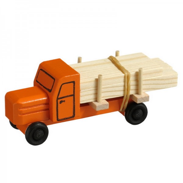 Wooden Car truck with wood, 7,5 cm, Spielalter ab 3 Jahre, Robbi Weber Seiffen/ Erzgebirge