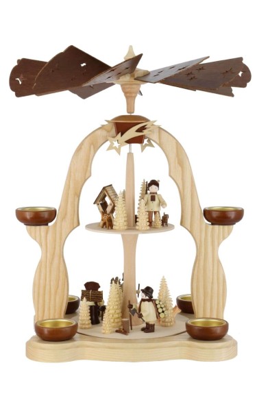 Weihnachtspyramide mit Waldleuten, 2-stöckig von HODREWA Legler_1