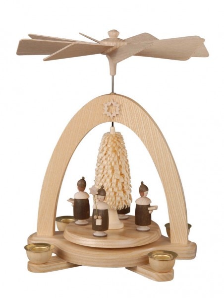  Albin Preißler Weihnachtspyramide Kurrende mit Mütze und Ringelbäumchen, natur, 20 cm 